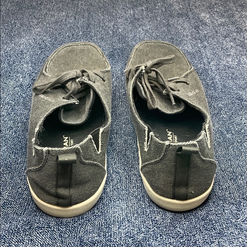 Gecko Man Walk Hero Arch Support Navy Canvas Slip On Boat Loafers Size 10 - Picture 6 of 10